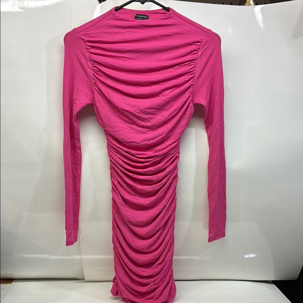 Naked Wardrobe Elegant Pink Ruched Dress